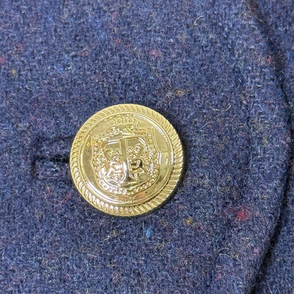Talbots Skirt Womens 10 Navy Wool Blend Tweed Gold Button Lined Career - Picture 6 of 8